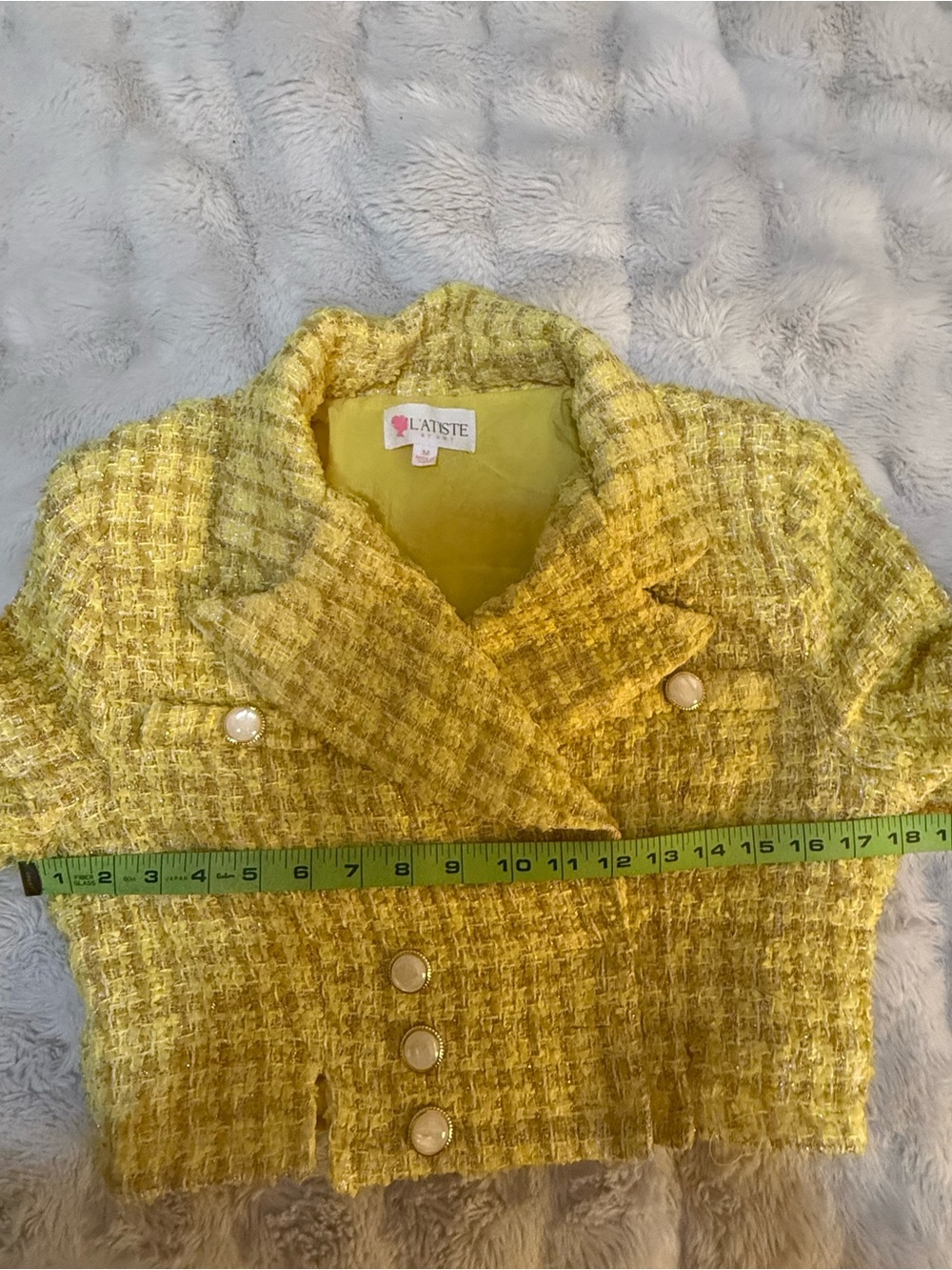 L'ATISTE Yellow Tweed Two-Piece Skirt Set - Picture 7 of 12
